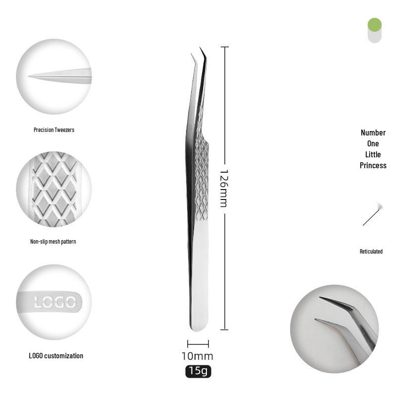 Golden Feather Stainless Steel Eyelash Tweezers for Grafting and Extensions