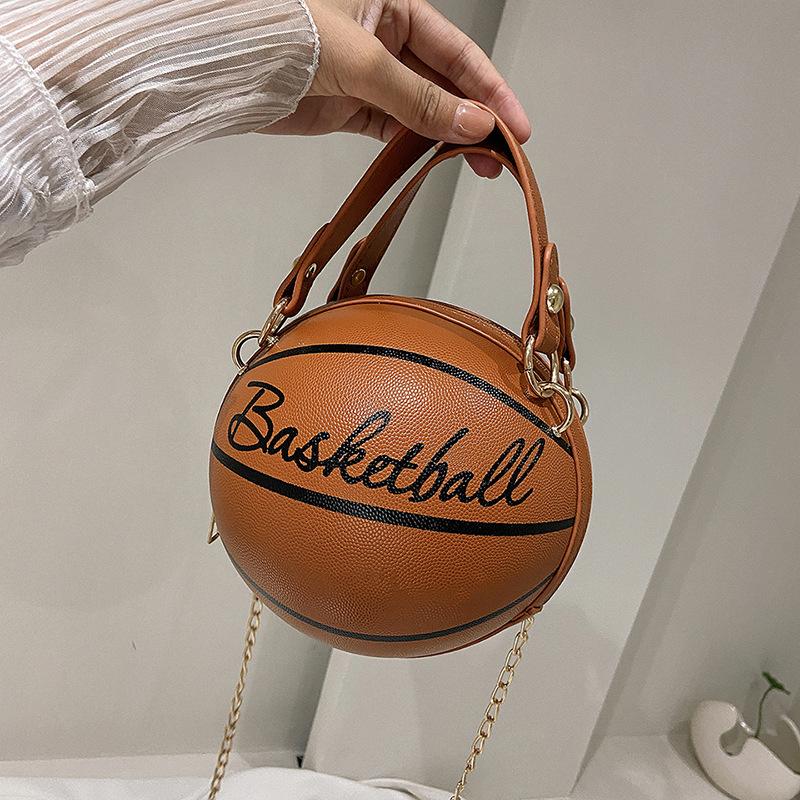 2025 Crossbody Bag New Network Red Personality Fun Pink Ins Versatile Chain Football Basketball Shoulder Bag Small Round Bag