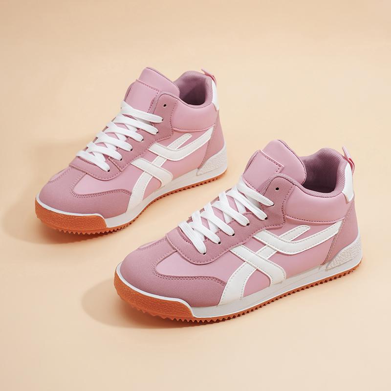 

TUINANLE Autumn and Spring High Top Men s Shoes, Trendy Board Shoes, Versatile Sports and Leisure Women Sneakers for Teenagers 38 розовый