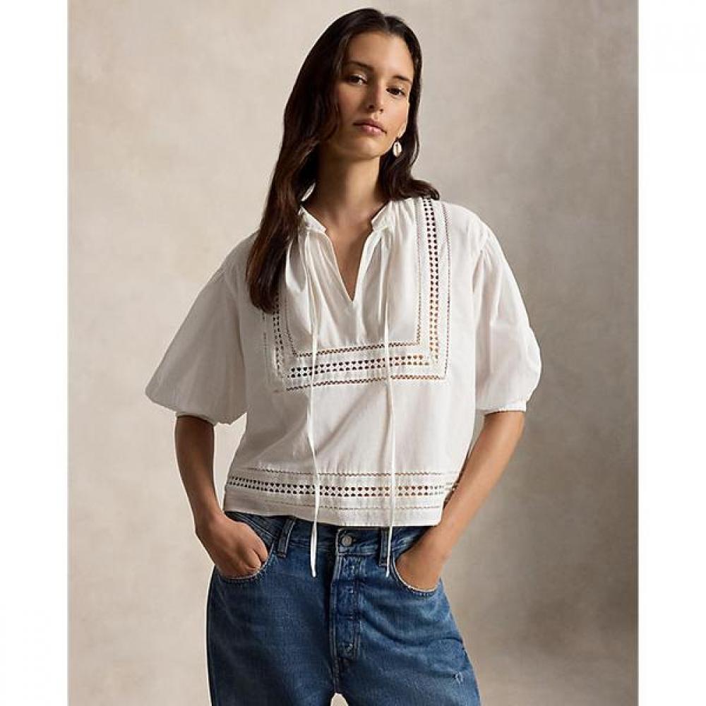Polo Ralph Lauren Women Cotton Shirt Lace Trim Wmposhtndo21137100 XS