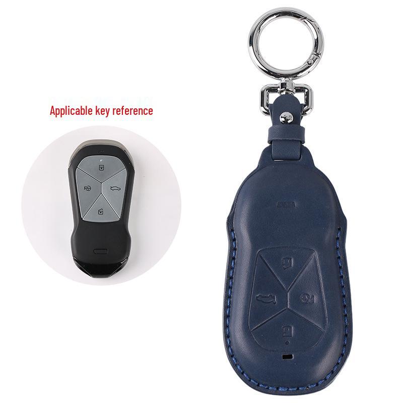 Genuine Leather Car Key Case for Xpeng P7, G3i, P5 - Handmade Cowhide High-End Retro Keychain Cover