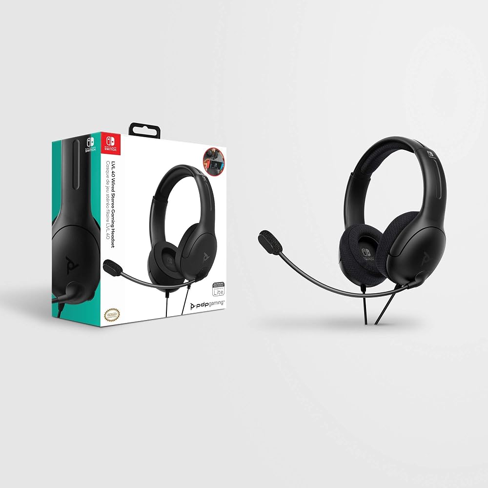 PDP Gaming LVL40 Stereo Headset with Microphone for Nintendo Switch - Compatible with PC, iPad, Mac, and Laptops - Noise-Canceling Microphone, Lightwe