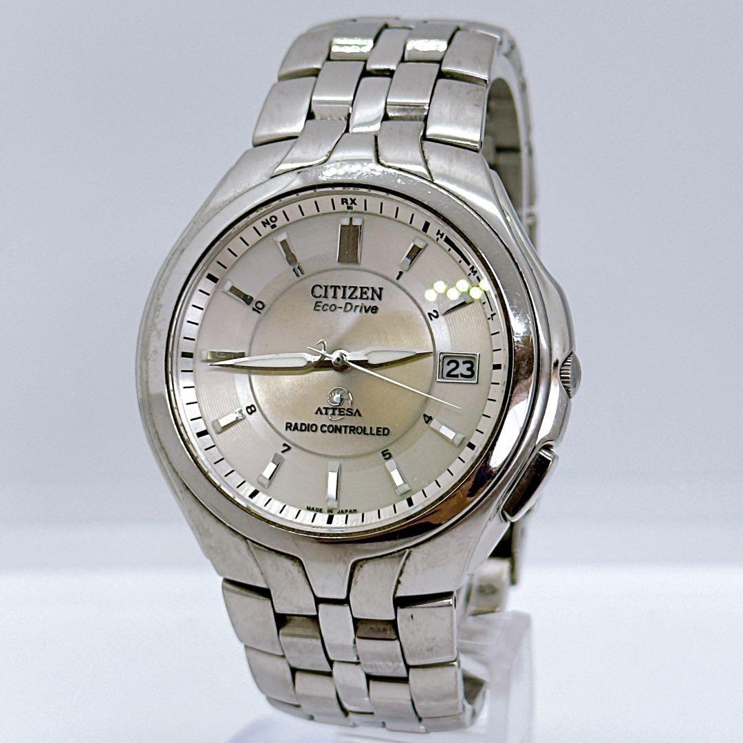 Used Citizen Atessa Radio Solar Men s Watch Eco Drive Date Operation Confirmed