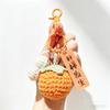Handmade Crocheted Persimmon Keychain, "Good Things Happen" Lucky Charm,Lucky Persimmon Peanut Keyring, Hand-Knitted Fruit Pendant with Wish Tag