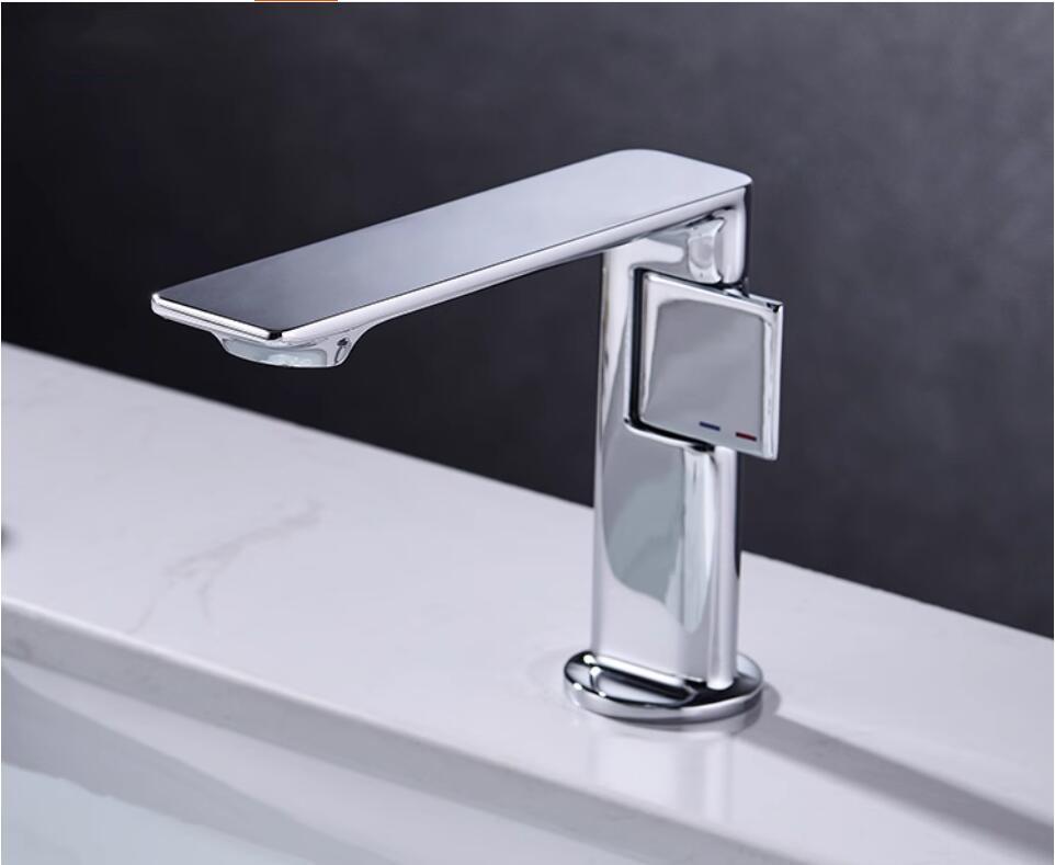 Nouveau Robinet de Lavabo de Salle de Bain Gris Monocommande Eau Chaude et Froide Robinetterie Laiton Mélangeur d'Évier Noir Chrome Gris Robinet