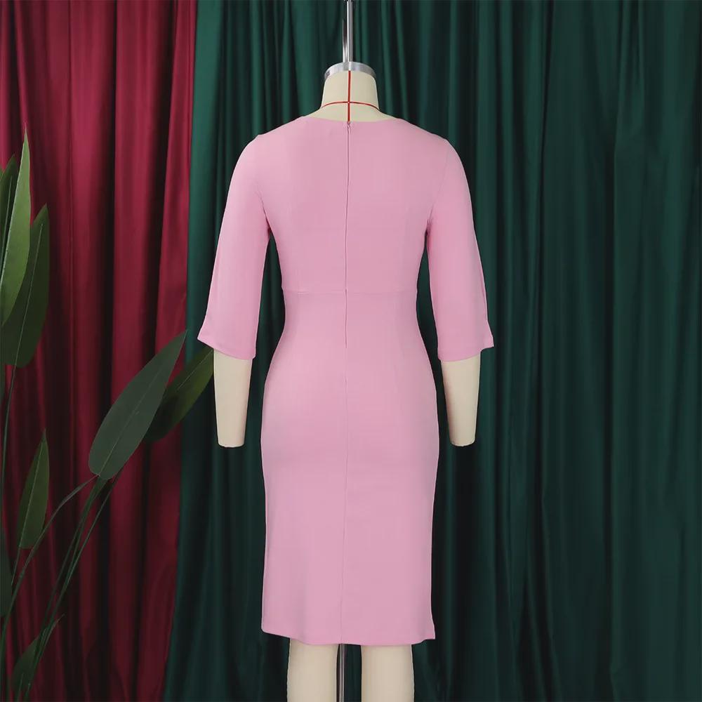 2023 Europäische & Amerikanische Damenmode: Plissiertes Hüftbetontes Bleistiftkleid, Große Größe