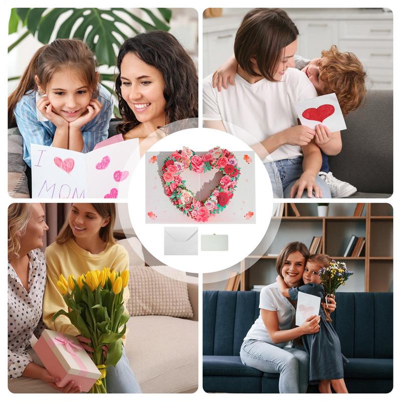 Mother Flower Greeting Card Mom 3D Floral Wreath Paper Card Exquisite Innovative Festival Accessories For Showing Your