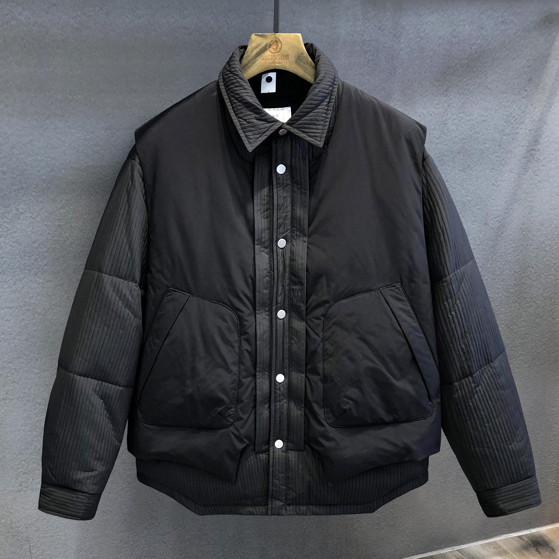 

Thickened Down Jacket Vest Men s Fake Two-piece Thermal Counter Winter Removable Jacket M