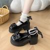 Women's High Heels 2025 High Quality Square Heels Round Toe Mary Jane Bow Buckle Dress Party Women's High Heels
