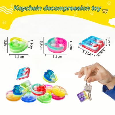 12 Pcs Fidget Toy Set Stress Relief Pop-up Bubble with Chain Mini Silicone Fidget Toys Bulk for Kids Classroom Prizes Birthday Gifts