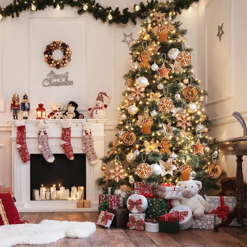 Christmas Tree Hanging Ornaments Foam Ball Snowflake Gingerbread Man Pendant Christmas Decorations For Home New Year 2025