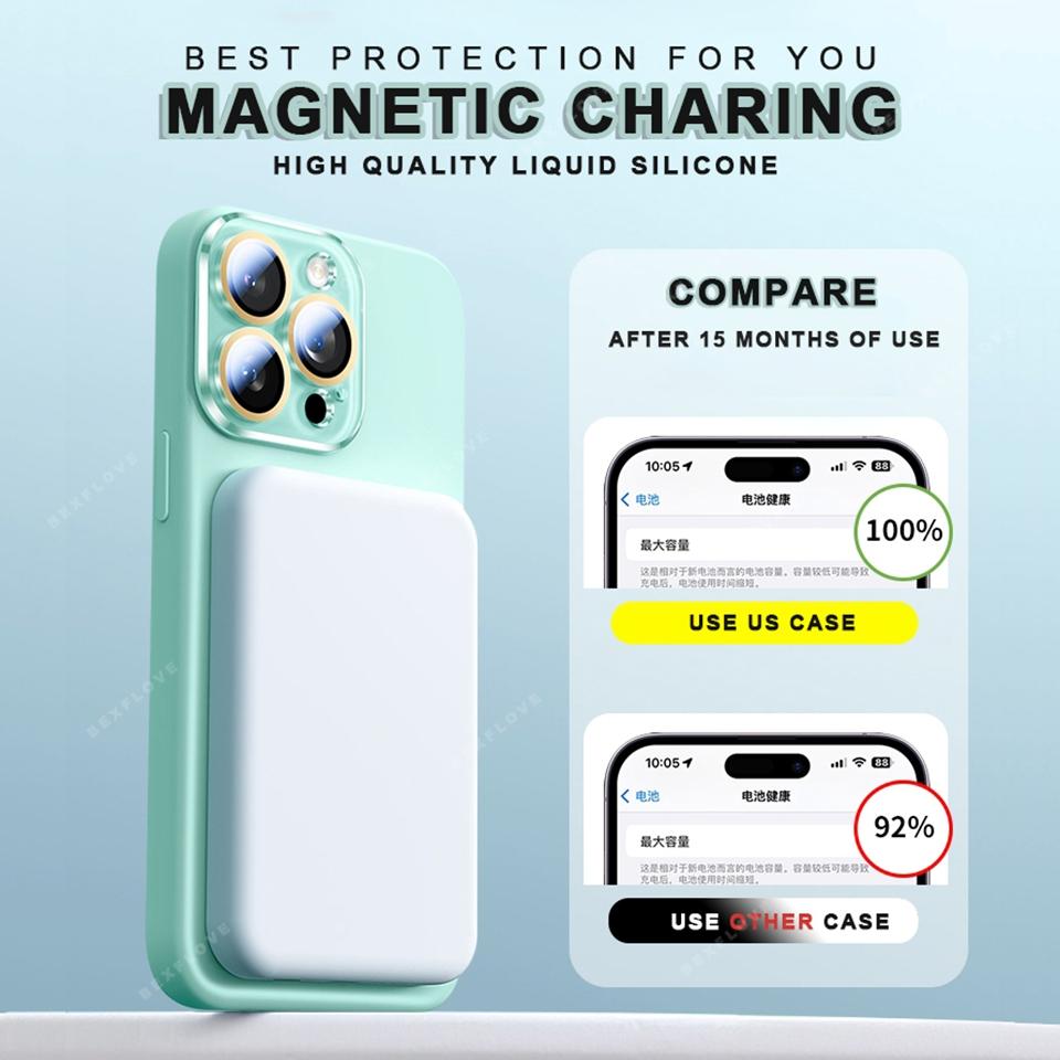 Liquid Silicone Magnetic Phone Case For iPhone 15 14 16 Plus 11 12 13 16 Pro Max Magsafe Wireless Charge Protector Soft Cover