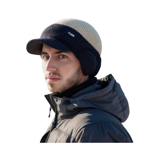 

1/2 шт. Чоловіча шапка Стильна кольорова в язана шапка-вушанка з еластичною посадкою, тепла, товста зимова шапка для холодної погоди, для активного відпочинку взимку, катання на лижах, пішого туризму, головний убір