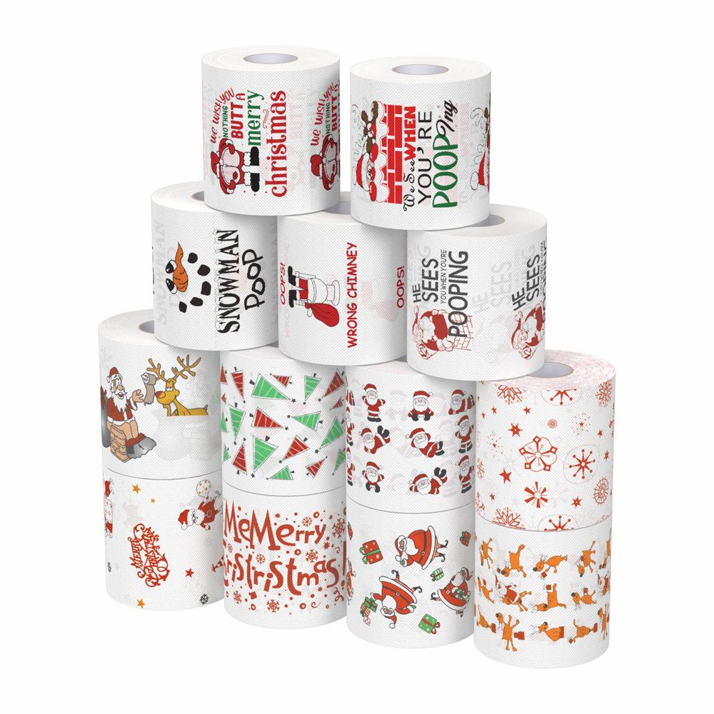 

Рождественская туалетная бумага Счастливого 2026 Нового года Рождественские товары Рождественский рулон салфеток Салфетка Кухонный инструмент Украшение для дома Новый год 2roll