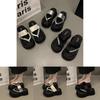 Stylish Thick Sole Women's Flip Flops Summer Casual Wedge Sandals In Black Color