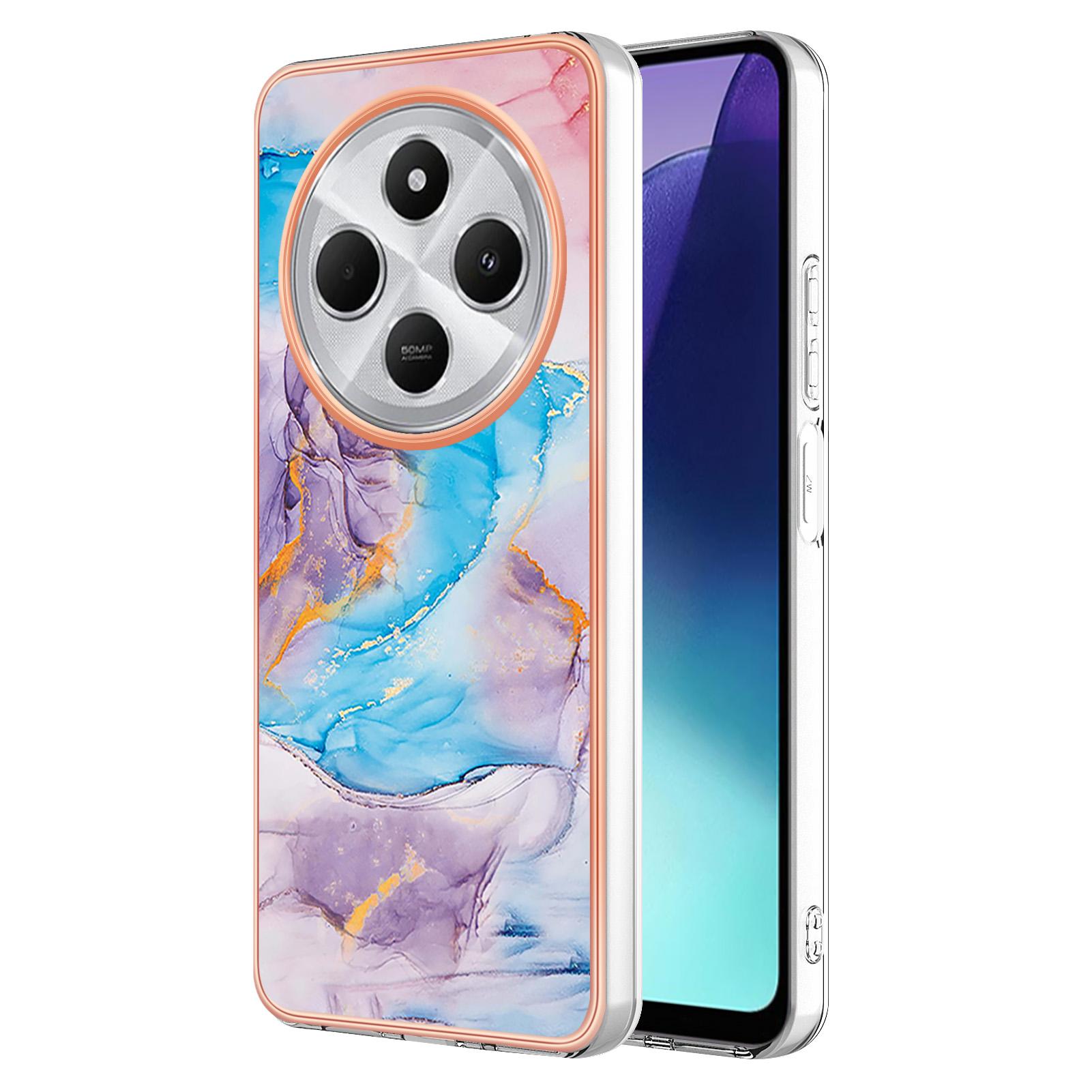 Чехол для Xiaomi Redmi 14R 5G/Xiaomi Poco C75 4G/Redmi 14C 4G с IMD мраморным цветочным узором, ТПУ мобильная задняя крышка D