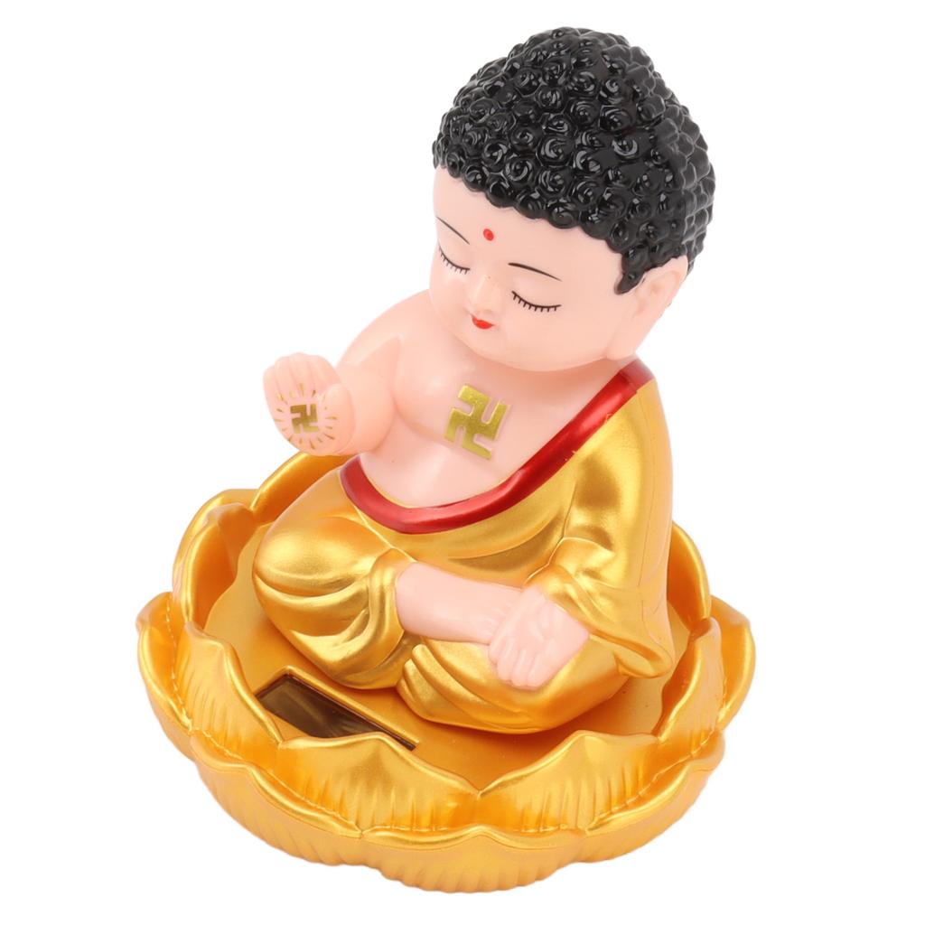 Buddha Ornament Solarbetriebene Lichterkennung Auto-Nicken Buddha Dekoration für Zuhause Auto Büro