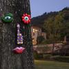 1 Set Wall Hanging Leaf Tree Face Statue Colorful Facial Features Sculptures  Wall Decor