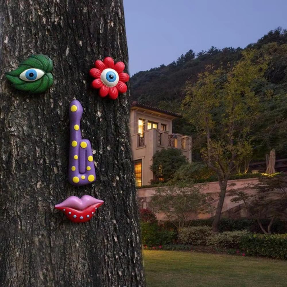 1 Set Wall Hanging Leaf Tree Face Statue Colorful Facial Features Sculptures  Wall Decor