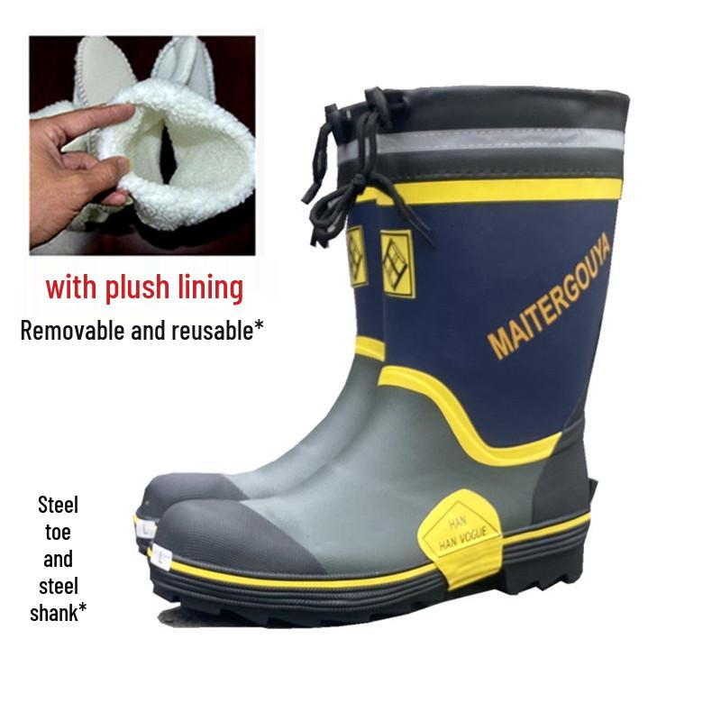 Ανδρικές Αδιάβροχες Μπότες Εργασίας Ψηλού Πάνω Μέρους με Ατσάλινη Μύτη - Αντιθραυστικές, Αντιδιατρητικές, Μαλακές, Αναπνέουσες, Μοντέρνες για Εργοτάξια