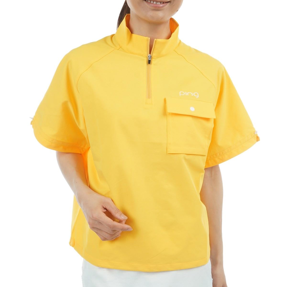 

[Pin Apparel] Women s short-sleeved high-neck shirt (half-zip, moisture-wicking and quick-drying) Golf innerwear 622-5167300 060Yellow M