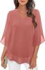 Women's Petal Sleeve Top Loose V-Neck Chiffon Shirt