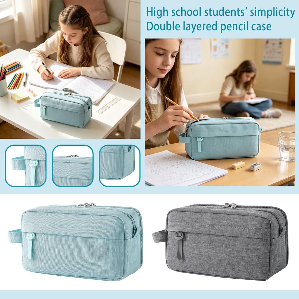 Double Layer Pencil Case, Multi-Functional Pen Holder for High School School Elementary Students