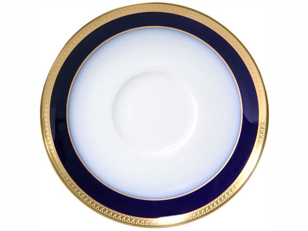 Okura Touen Lapis Lazuli Half-Leaf Gold Finish Cup & Saucer, Coffee/Tea, Made In Japan, 6c/9046