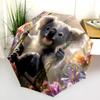Fantasia koala e fiori, ombrello pieghevole automatico, design portatile e pieghevole, 8 stecche, un regalo di Natale o di compleanno.