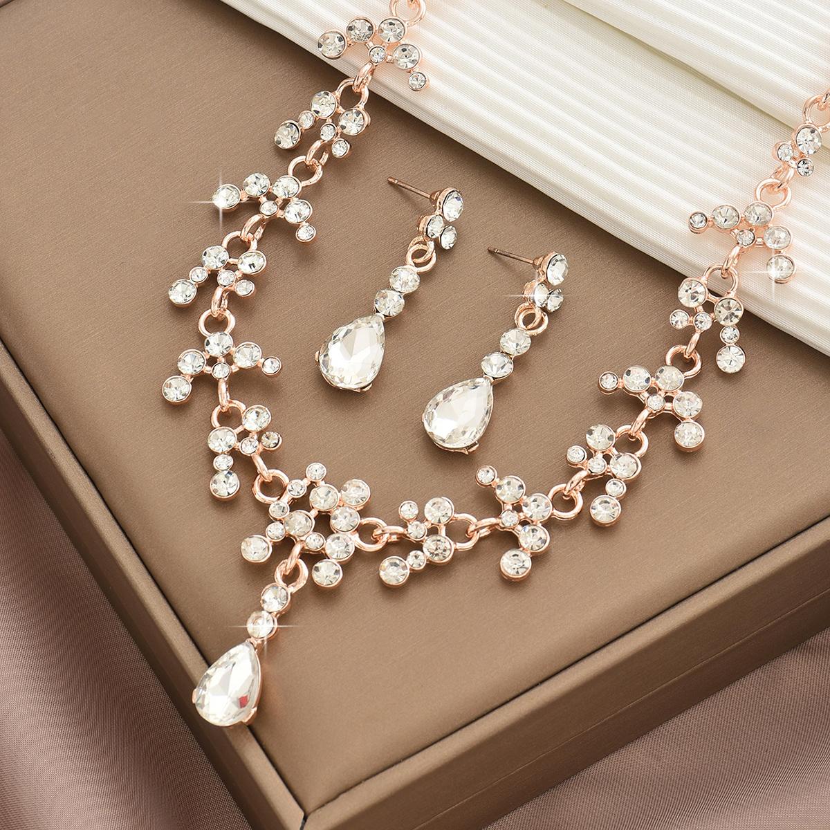 Korean Bridal Necklace Earrings Two Piece Set Jewelry Wedding Yarn Wedding Jewelry Wedding Accessories