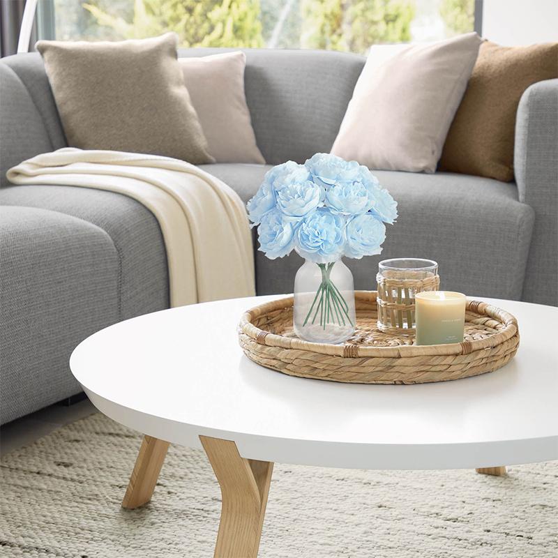 20CM 6Pcs Artificial Silk Blue Peony Flowers With Stems Fake Peony Bouquet  for Home Wedding Decoration Office Desks Ornament