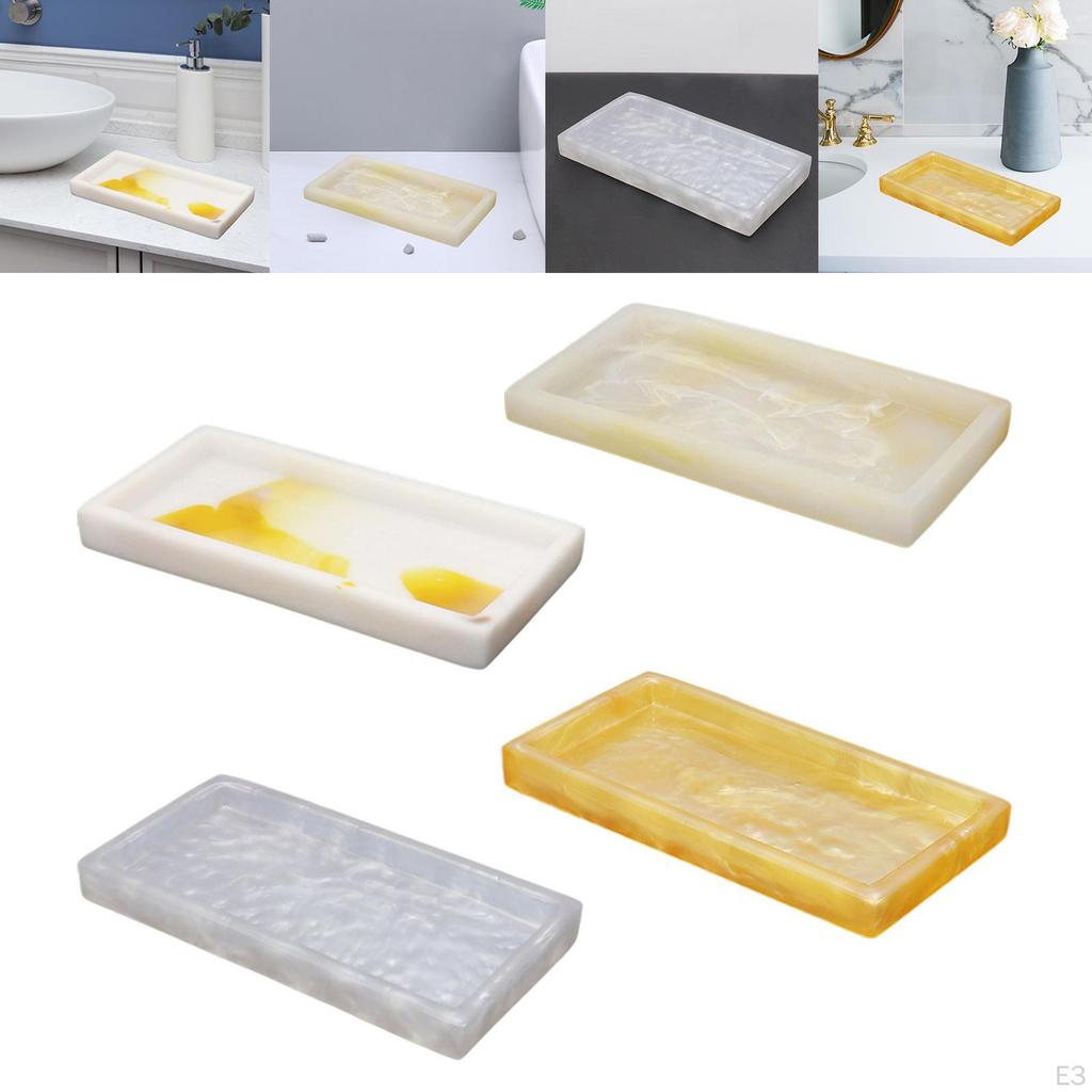 Marble Decorative Vanity Tray Drinks Cake Dish Tealight Plate Soap Toiletry Makeup Dresser Decor