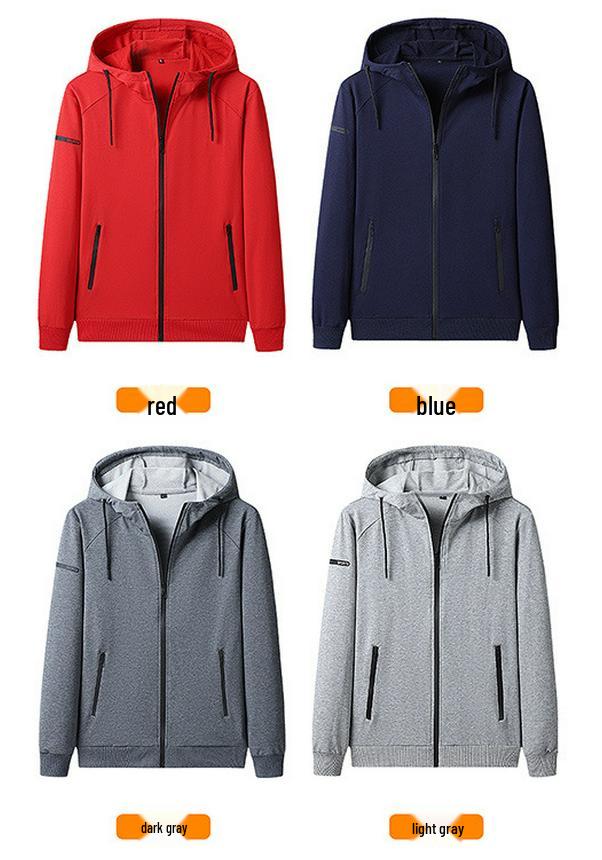 Men's Plus Size Pure Cotton Hoodie Cardigan: Spring/Autumn, Casual Knit Jacket, Trendy Sportswear.