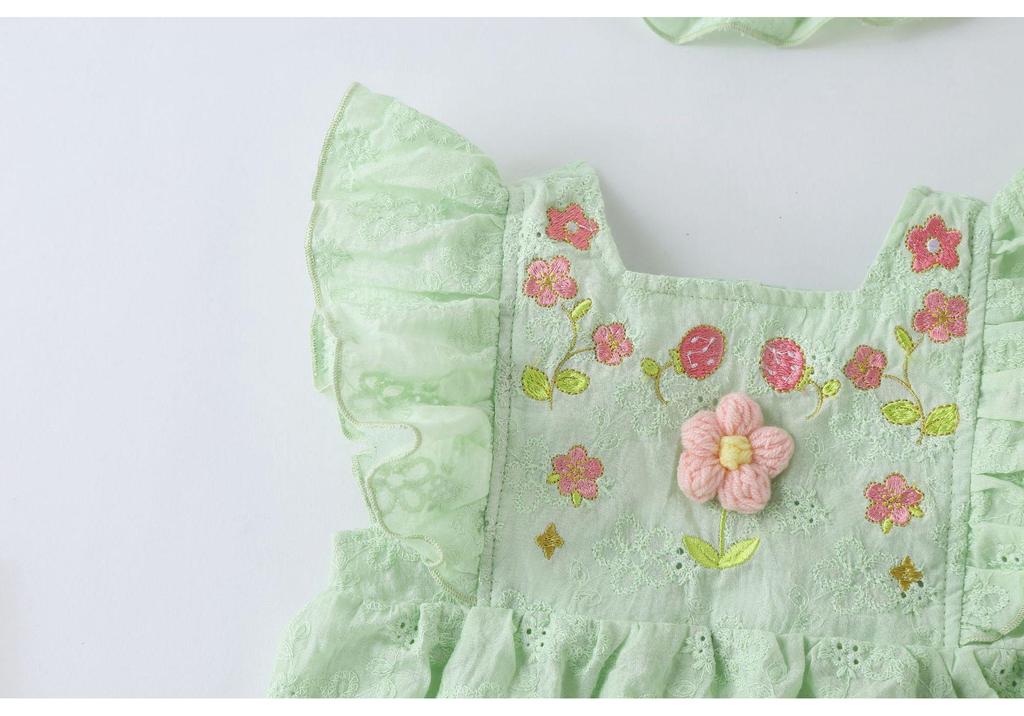 Conjunto de Mono y Falda de Verano de Moda para Bebé - Estilo Bordado para Recién Nacidos y Niños