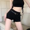 Women's Black High Waist Casual Summer Booty Shorts - Slim Fit, Straight Leg, Sexy American Style