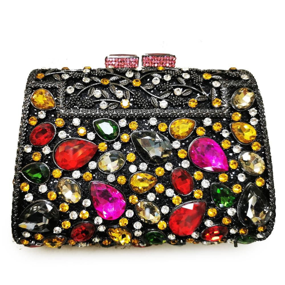 Large Blue Stone Evening Bag Rhinestone Clutch Purse Women Luxury Wedding Purse Bridal Party Formal Crystal Handbags Diamond