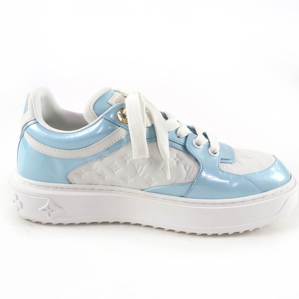 Great LOUIS VUITTON Low cut sneakers timeout line Monogram Light blue Women 37 Used