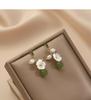 Gentle and elegant natural Hetian jade flower earrings women's handmade winding pearl stud earrings S925 silver needle niche temperament