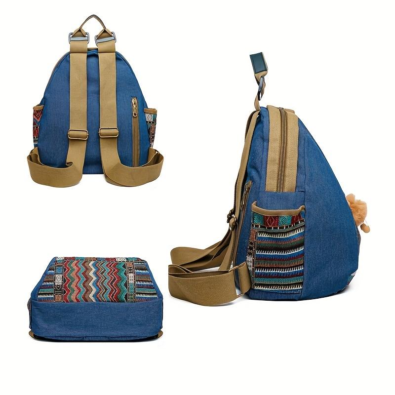 Retro Women's Backpack with Ethnic Style Casual Backpack Suitable for Shopping, Traveling, and Comes with Small Accessories. [Accessories Are Random]