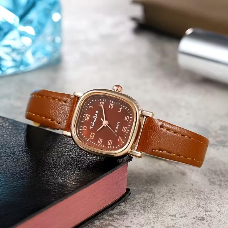 

1pcWomen s Elegant Minimalist Watch Square Dial Quartz Movement Suitable for Daily and Formal Occasions Affordable Women s Watch червоний