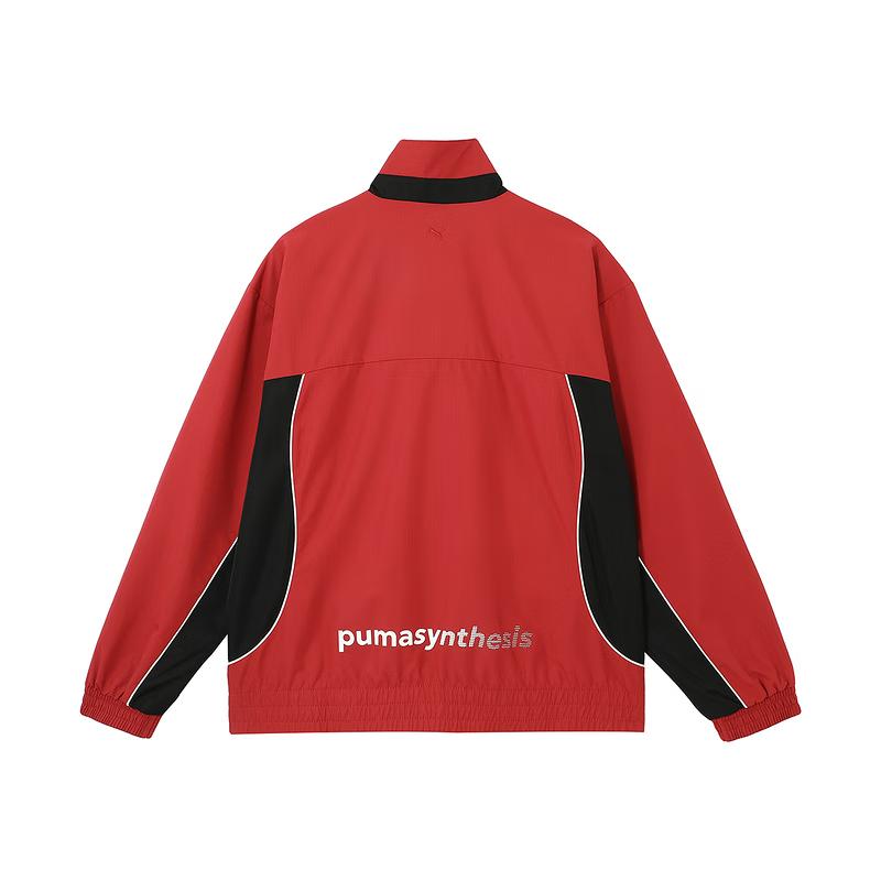 Puma Woven Beyond The Speed American Retro Racing Comfortable Stand Collar Zip Long Sleeve Jacket Unisex jackets Red 631081-70