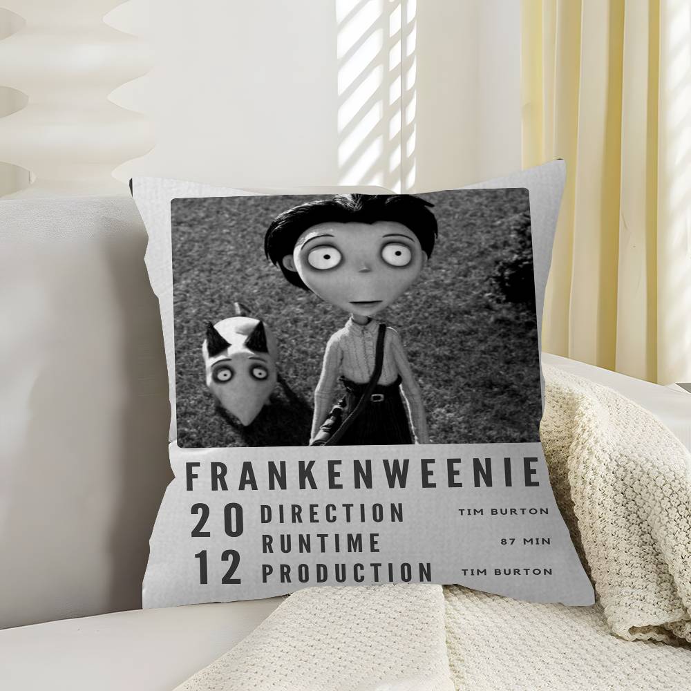 3D Black and White Fantasy Movie F-Frankenweenie Cushion Cover Car Throw Pillow Case For Sofa Car Christmas Gift 40x40cm
