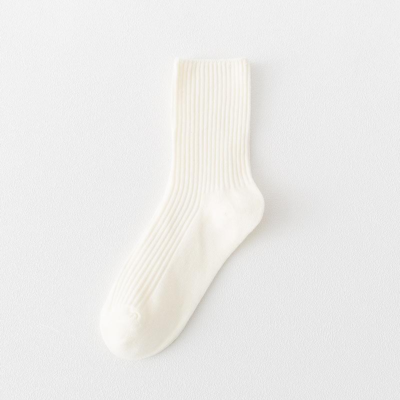 

Женские весенне-осенние однотонные дышащие повседневные спортивные носки-гольфы с встроенной трубкой 1 pair молочный белый