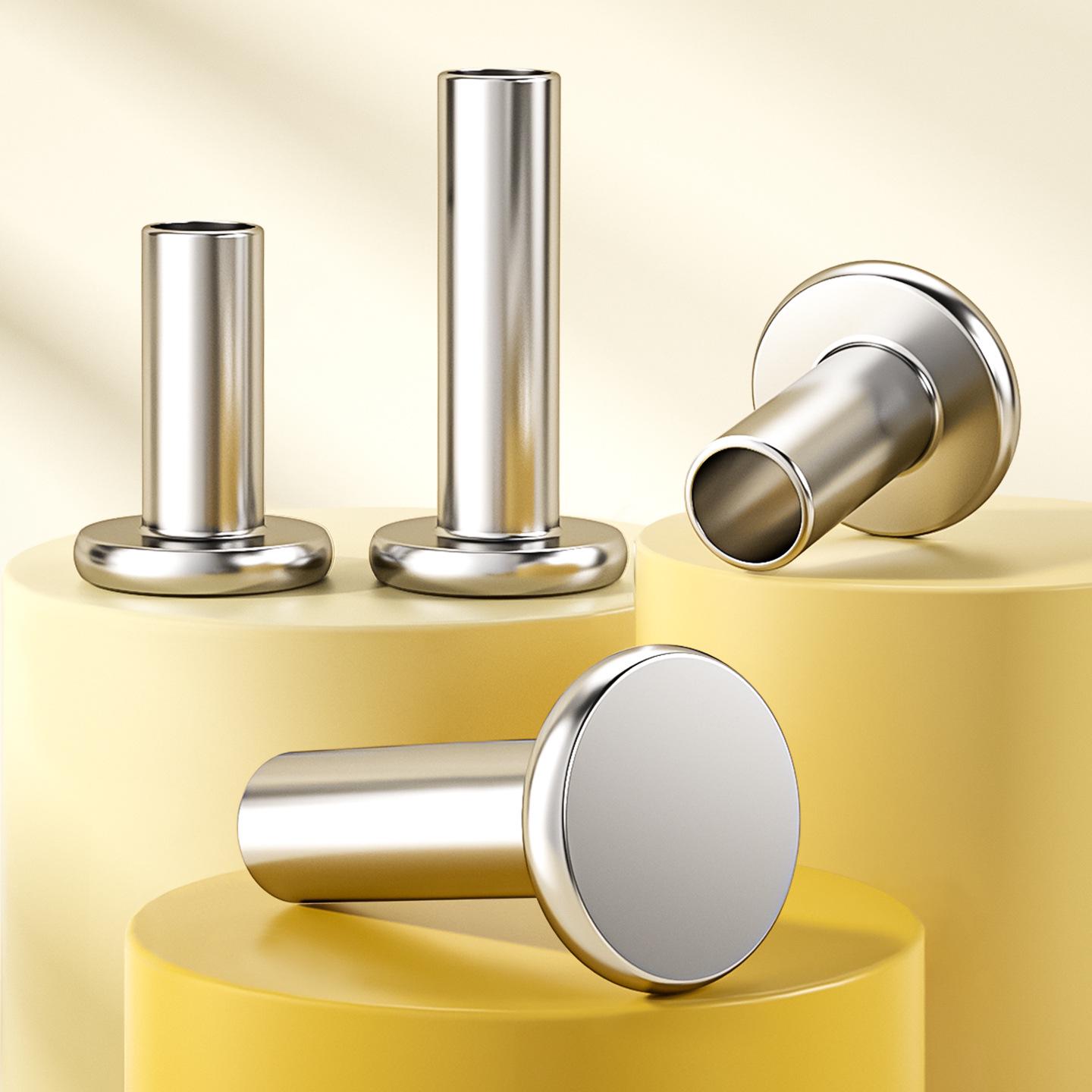 304 Stainless Steel Flat Head Semi-Hollow Rivet, GB875 Round Head, Sizes M2-M8. Φ3*3（50 pieces）