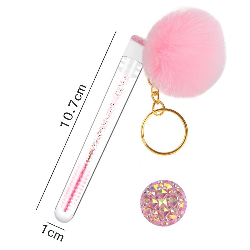Gold Buckle Pompom Eyelash & Eyebrow Brush with Crystal Rod and Rabbit Ear Comb