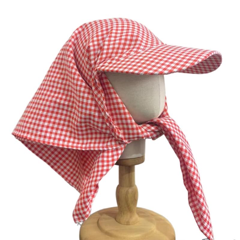 Selbst zu bindende Turban-Baseballkappen Gittermuster für Erwachsene Strandurlaube Fischerhut