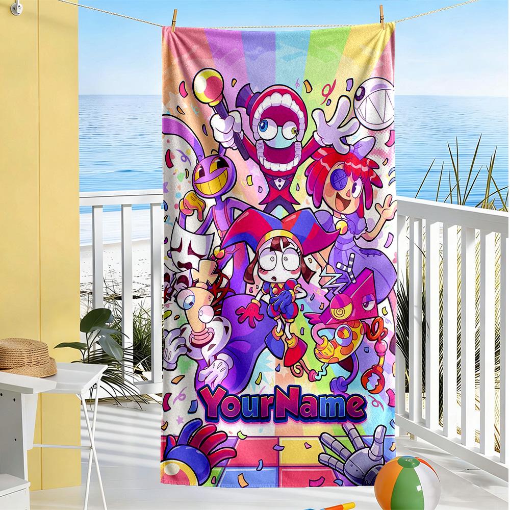 Digital Circus Customize Your Name Beach Towel Super Soft & Absorbent Portable for SwimmingBeachCamping Travel Beach AccessoriesGym
