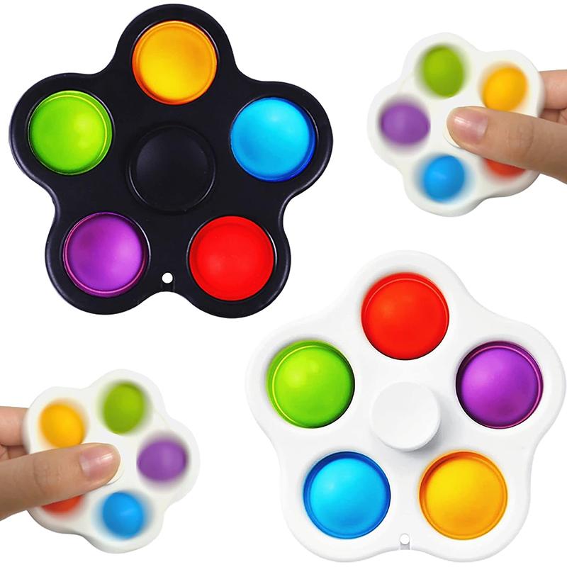 Toys Push Bubble Fidget Spinner ADHD Anxiety Stress Relief Birthday Party Favors Gifts for Classroom Prize Kids Boys Girls
