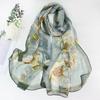 Thin Soft Long Chiffon Scarf Flower Print Beach Scarves Sun Protection Scarf  for Casual Wear