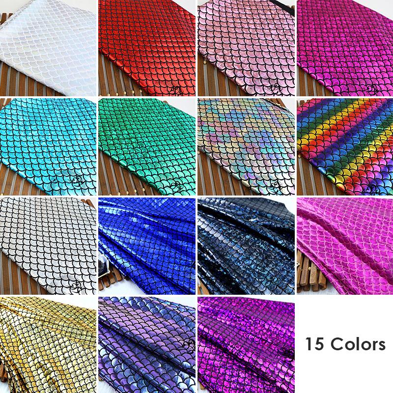1/2/3M Laser Fish Scale Bronzing Fabric Spandex 4 Ways Stretch Fabric For Diy Sewing Dancer Swimwear Stage Performance Clothes